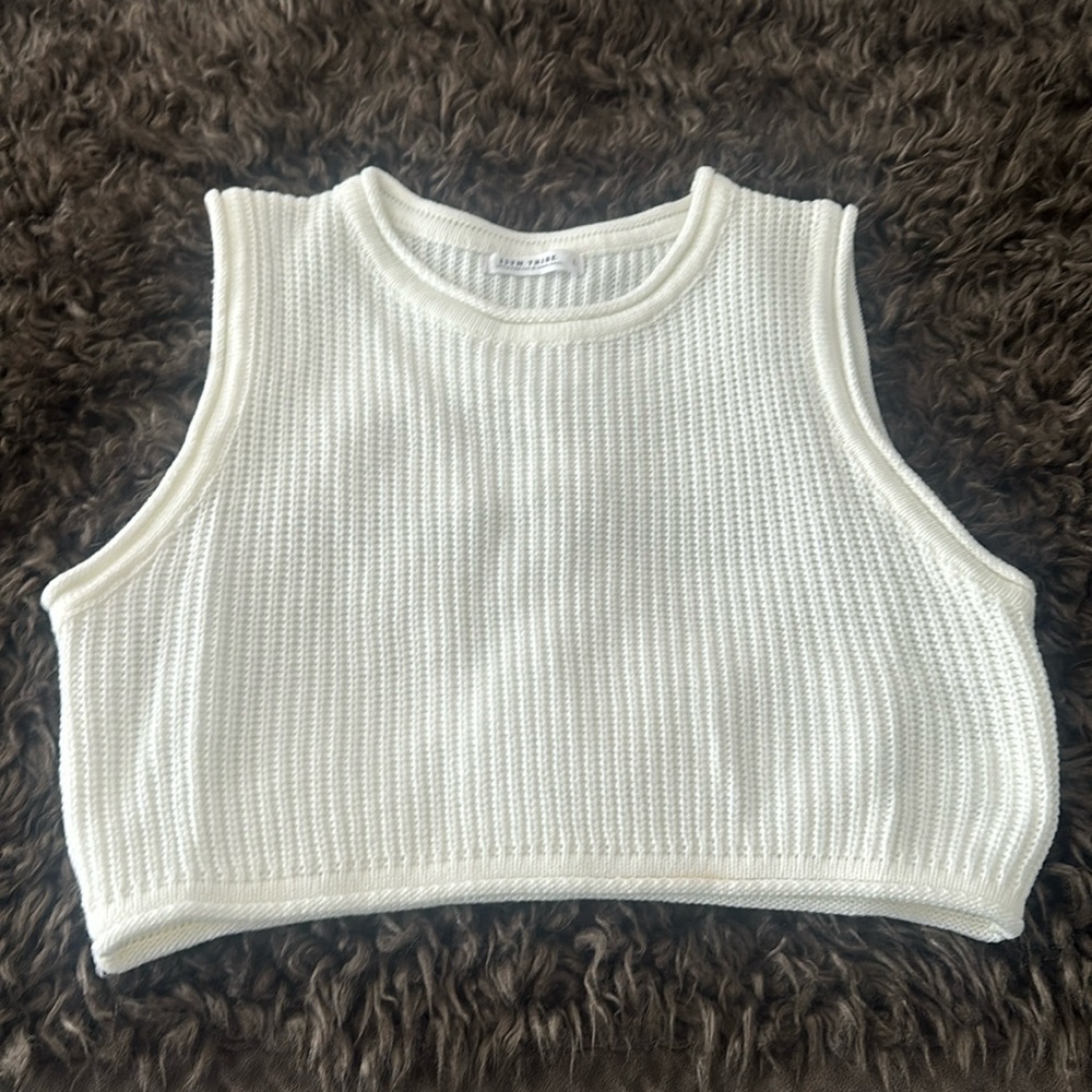 12th tribe White Sweater Crop Top